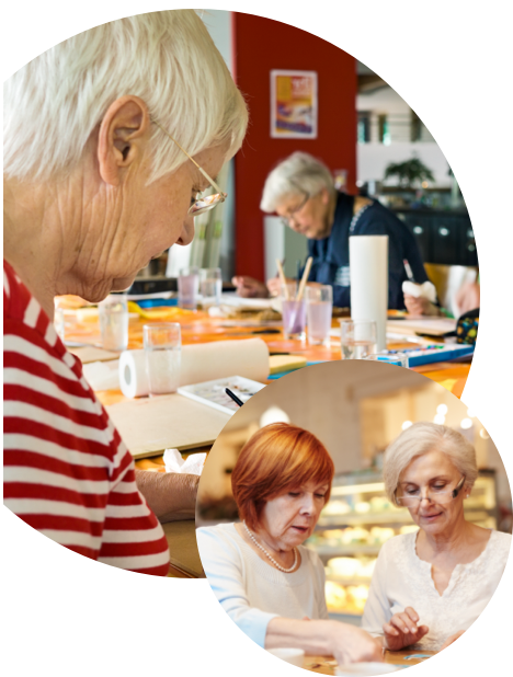 senior women participating in an art class