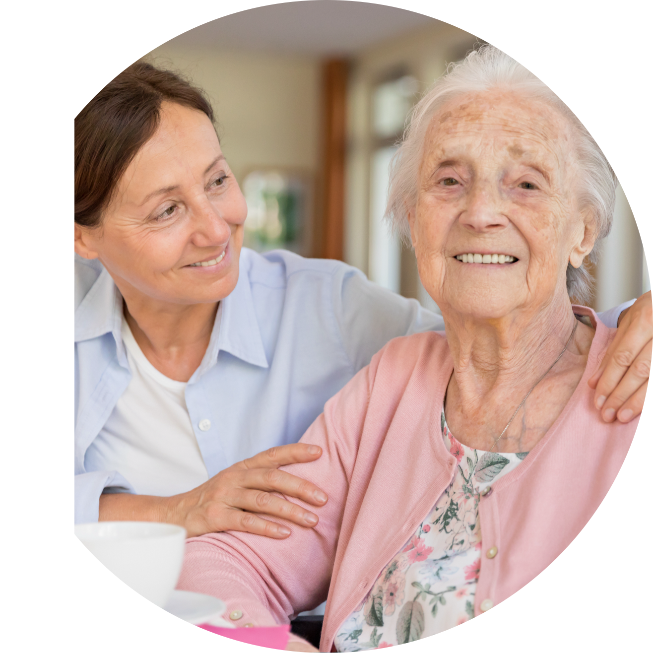 senior woman with her adult daughter